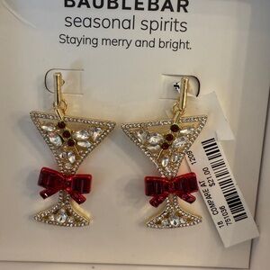 BaubleBar Festive Gold and Red Earrings